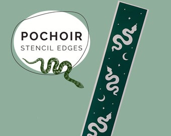 Pochoir jaspage | Stencil for book edges | Serpents, crescent moon and stars pattern