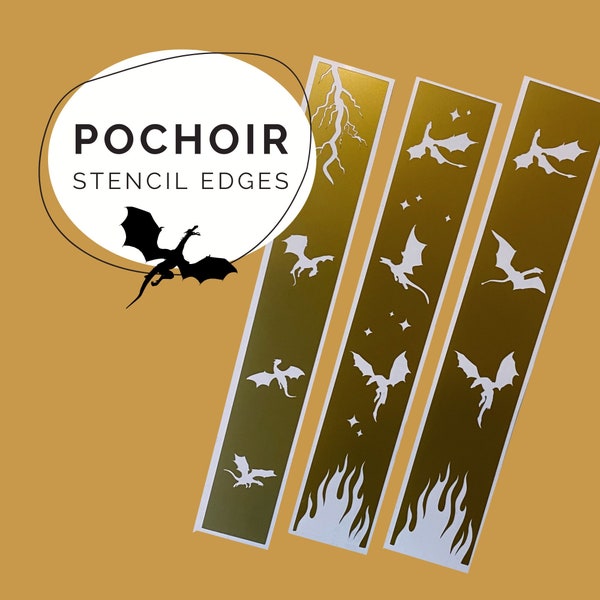 Pochoir jaspage | Stencil for book edges | Fourth Wing & Iron Flame | Dragon and flame pattern