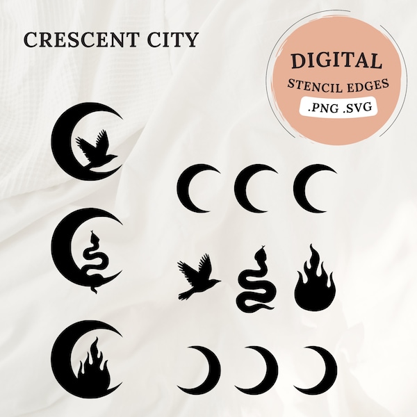 Fichier numérique | Digital file for stencil PNG SVG | Crescent City House of Earth and Blood House of Sky and Breath House of Flame Shadow