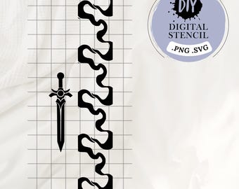 Digital file for stencil PNG SVG | Digital File | Sword and smoke pattern