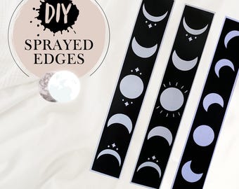 Stencil for book edges | Marbling stencil | Crescent moon, stars and sun pattern