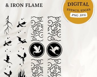 Digital File | Digital file for stencil PNG SVG | Fourth Wing & Iron Flame dragons