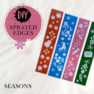 Stencil for book edges | Pochoir jaspage | Seasons pattern, Fall, Winter, Spring and Summer