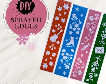 Stencil for book edges | Marbling stencil | Seasons pattern, Fall, Winter, Spring and Summer