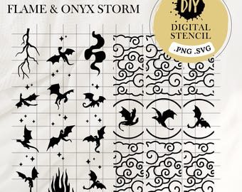 Digital file for stencil PNG SVG | Digital File | Fourth Wing, Iron Flame & Onyx Storm dragons