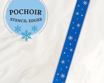 Pochoir jaspage | Stencil for book edges | Winter snow flakes pattern