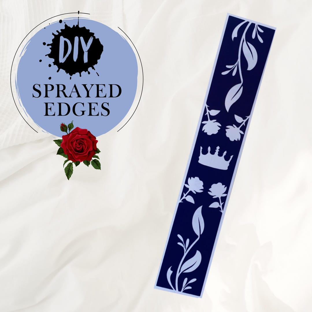 Stencil for Book Edges | Marbling Stencil | Crown, Plants and Flowers ...