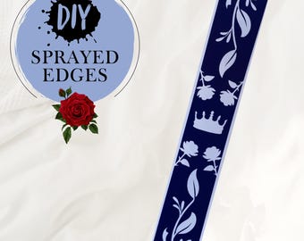 Stencil for book edges | Marbling stencil | Crown, plants and flowers pattern