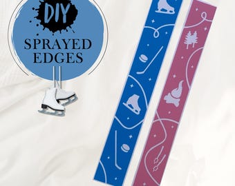 Stencil for book edges | Marbling stencil | Icebreaker & Wildfire, ice skating, fire pattern