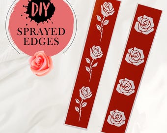 Stencil for book edges | Marbling stencil | Roses and thorns pattern