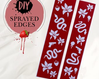 Stencil for book edges | Marbling stencil | Lakestone 1 & 2, strawberry, gun, serpent pattern