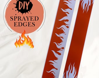 Stencil for book edges | Marbling stencil | Flames fire pattern
