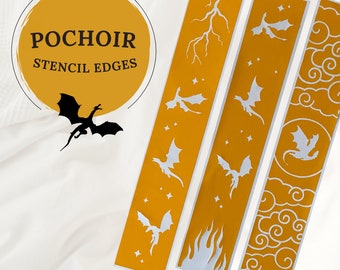 Pochoir jaspage | Stencil for book edges | Fourth Wing & Iron Flame | Dragon and flame pattern