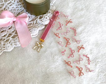 Pink bow bookmark | Acrylic bookmark | Ribbon, romance book