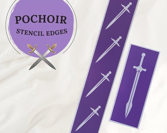 Pochoir jaspage | Stencil for book edges | Swords fantasy pattern