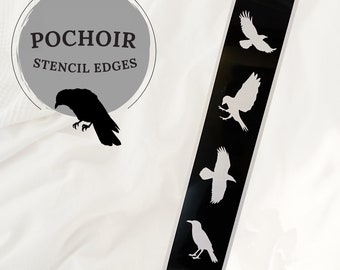 Pochoir jaspage | Stencil for book edges | Six of Crows & Crooked Kingdom | Crows birds pattern