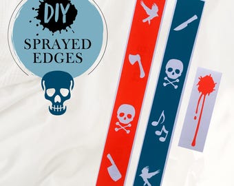 Stencil for book edges | Marbling stencil | Butcher and Blackbird, Leather and Lark (English edition) | Skull, blood pattern