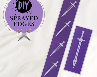 Stencil for book edges | Marbling stencil | Swords fantasy pattern