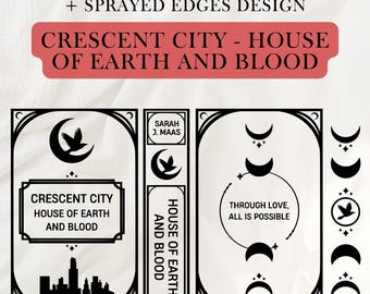 Digital file for bookbinding cover and sprayed edges stencil | PNG SVG Cricut/Silhouette | Crescent City House of Earth and Blood
