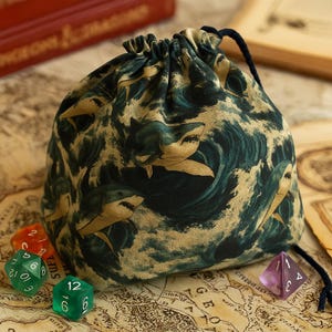 Torba na kości Shark: ręcznie robiona sakiewka D&D do gier RPG
