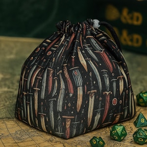 Handmade dice bag, RPG accessory, Fantasy dice pouch, Tabletop game bag, DnD dice holder, Dice storage, Board game organizer, Dice bag gift