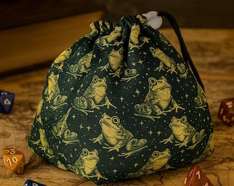 Frog dice bag: Handmade D&D gaming pouch, Nerdy gifts