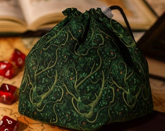 Druid Dice Bag: Forest DnD Bag, TTRPG gifts, RPG Accessory