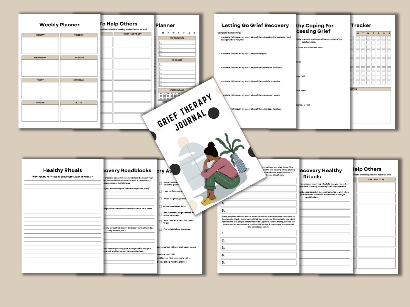 Grief Therapy Journal, Grief and Loss Worksheets Bundle, Grief Gift ...