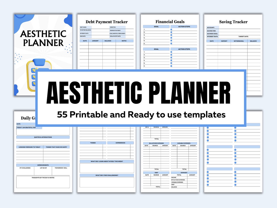 Printable Aesthetic Planner, Undated Prinable Planner, Daily, Weekly, Monthly, Aesthetic Planner ...
