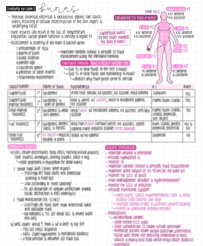 Critical Care Nursing: Shock, Sepsis & Burn Management - Handwritten ...