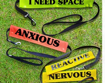 Dog Lead Sleeve/wrap, button fastner, waterproof, Reactive, Nervous, Training, Need Space Bright Be seen