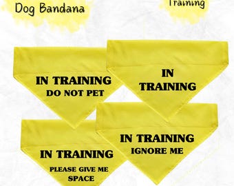 TRAINING Yellow over the collar Dog Bandana, warn others, In Training, Do not pet, ignore me