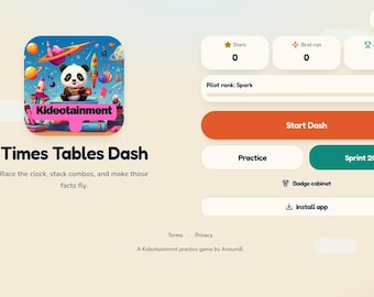 Times Tables Dash | Kids Multiplication Practice Game | Instant Digital Access | Homeschool Math Drill