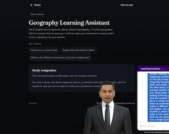 Asistente de aprendizaje de geografía / Compañero de estudio de geografía escolar / Acceso digital instantáneo / Licencia doméstica