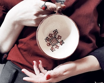 cup, mug, cup with Ukrainian ornament