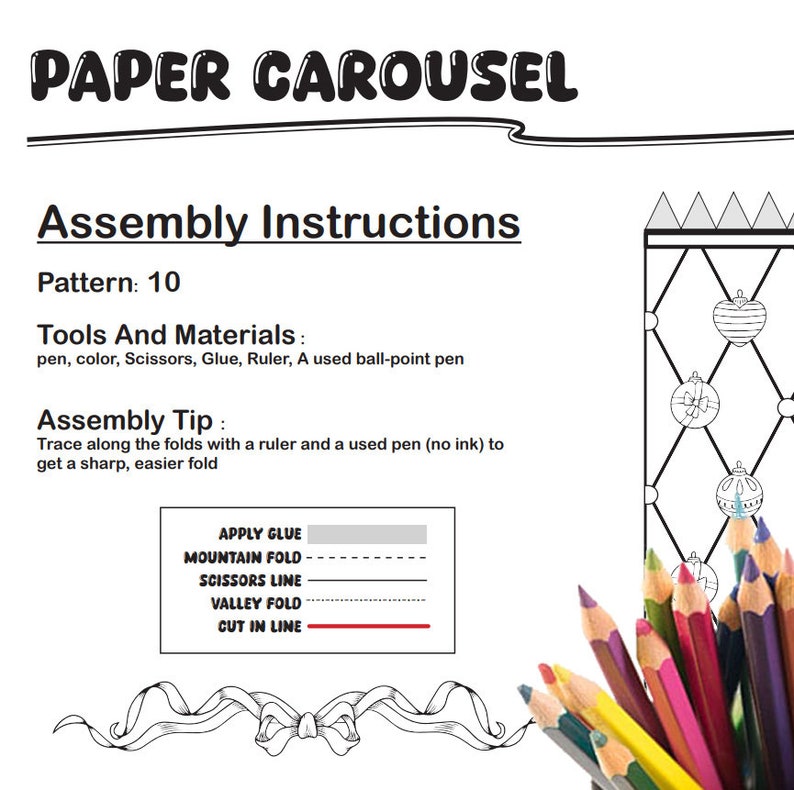 Printable Paper Toy Carousel Paper Craft Kit Coloring Pages Printable ...