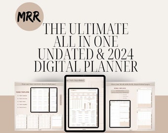 Agenda numérique MRR 2024, agenda non daté, agenda iPad GoodNotes, agenda minimaliste, agenda hebdomadaire quotidien, cadeau pour elle, calendrier, android