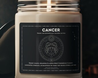 NEW SCENTS! Cancer Zodiac Birthday Candle Gift, Healing Soy Wax Candle, All Natural Essential Oils, Birth Month Candle, Gift for Her and Him