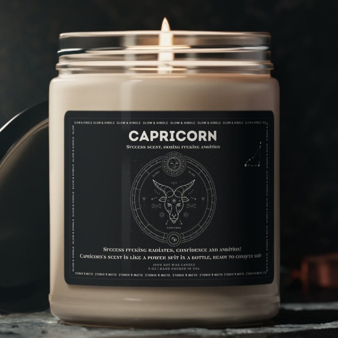 NEW SCENTS Capricorn Zodiac Birthday Candle Gift, Healing Soy Wax Candle, All Natural Essential