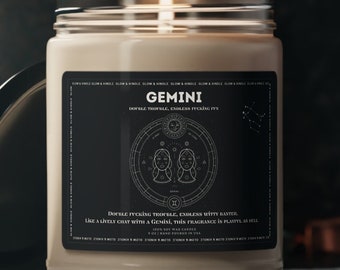 NEW SCENTS! Gemini Zodiac Birthday Candle Gift, Healing Soy Wax Candle, All Natural Essential Oils, Birth Month Candle, Gift for Her and Him