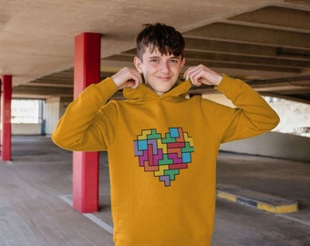 Coeur géométrique coloré - Sweat à capuche épais pour enfant