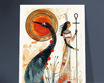 Stampa artistica di Thoth e Ma'at – Mitologia delle dee egizie