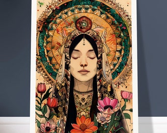 THE DIVINE FEMININE - Large Art Print (3 Sizes) Spiritual Art Sophia