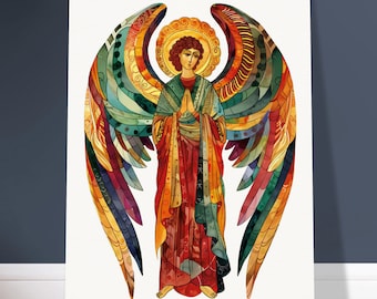 HOLY GUARDIAN ANGEL - Large Art Print (3 Sizes) Religious Icon Art Orthodox