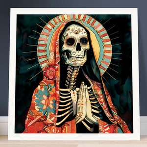 THE HOLY DEATH - Large Art Print (3 Sizes) La Santa Muerte Sacred Religious Art // Folk Catholicism