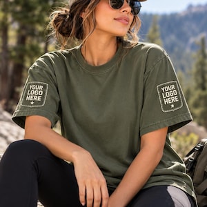 Comfort Colors Military Patch Shirt, Double Sleeve Graphic Tee, Tactical Streetwear T-Shirt, Unisex Military Inspired Gift