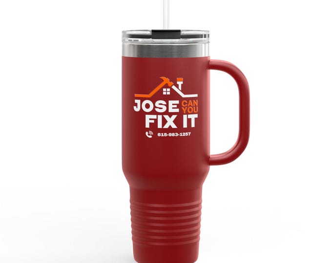 Featured listing image: Taza de viaje aislada con diseño personalizado, perfecta para propietarios, regalo único para tus clientes, taza de 40 oz.