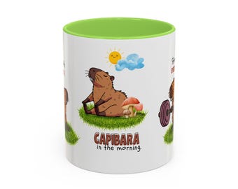 Taza de Capibara, lindo Capibara, Capibara rutina de mañana, taza de regalo, fanático Capibara, amante Capibara, taza de café Capibara.