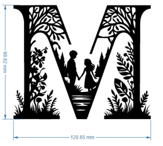 Lettere in miniatura monogramma Lettera M con coppie di