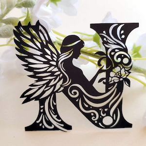 Monogram miniatuurletters - Angel Letter N SVG, monogram, bruiloft, alfabet, brief, bundel, lettertype, lasergesneden, gesneden bestand, naam